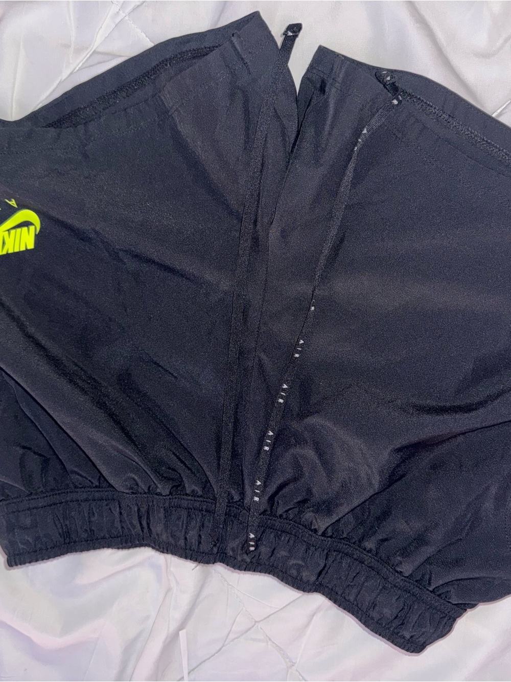 Nike Black Kids Athletic Shorts with Neon Yellow Logo